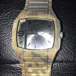 Camouflaged Denim Surface Material Diesel Watch